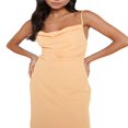 thumbnail image 2 of MesaSe Femmes Col Capot Bretelles Spaghetti Midi Robe Côté Fendue Sans Manches Dos Froncé Bodycon Formelle Longues Robes, 2 of 5