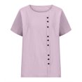 thumbnail image 5 of Timegard Plus Size Tops for Women Round Neck Short Sleeve Button Lightweight Blouse Casual Loose Tops, 5 of 5
