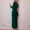 thumbnail image 4 of CEHVOM Femmes Sexy Casual Digaonl Col Solide Robe à Manches Longues Split Fork Robe, 4 of 8