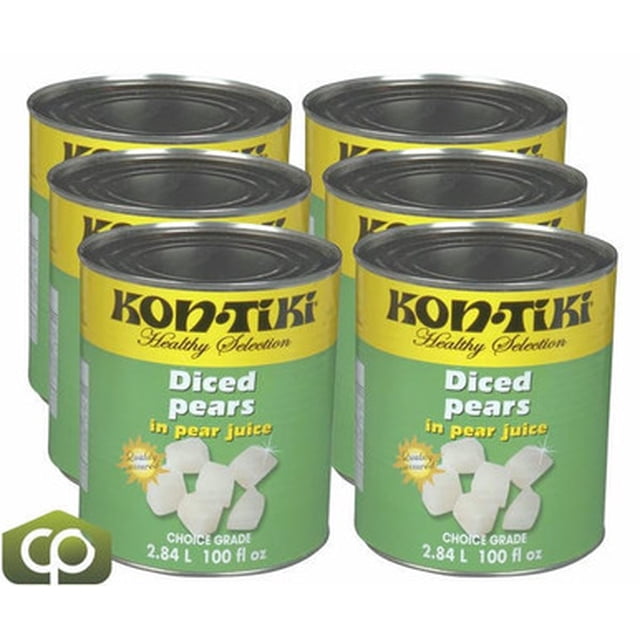Kontiki Pear Diced In Natural Juice 2.84L/96 oz (6/Case) - Tasty Diced Pears, Quality Assured