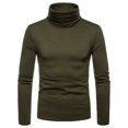 thumbnail image 1 of Homme Décontracté Uni Col Roulé Manches Longues Blouse Chandail de Base Chemise Blouse, 1 of 9