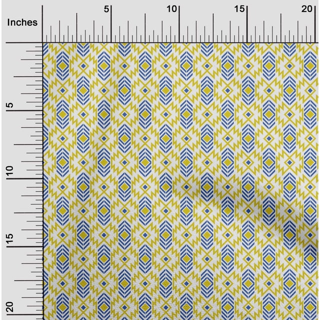 oneOone Silk Tabby Fabric Aztec Geometric Print Fabric BTY 42 Inches Wide