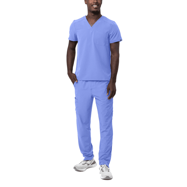 Adar Addition Go-Basic Scrub Set For Men - Classic V-Neck Scrub Top & Cargo Scrub Pants