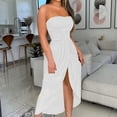 thumbnail image 1 of CEHVOM Robe Longue d'Été Unie Sans Bretelles pour Femme, Robe Fendue de Plage, Robe de Fête et de Boîte de Nuit, 1 of 5