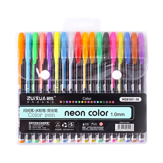 Graflsoa 18-Color Sparkling Gel Marker Set with Fluorescent Highlights, Perfect for Creative Drawing and Gifting, 6107 Series
