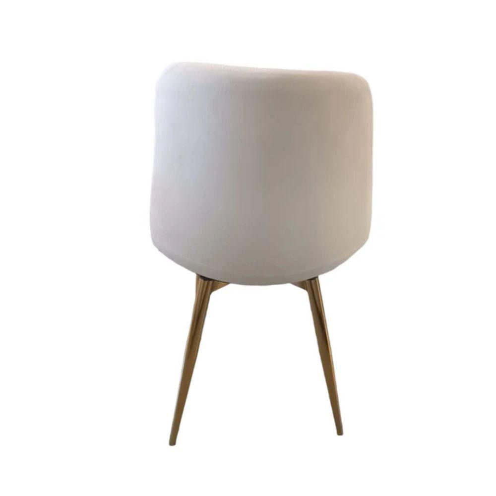 Dorian Linen Chair in White with Golden Metal Legs