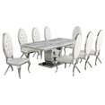 thumbnail image 1 of Silver Stainless Steel 9 Piece Dining Set with Marble Table and White Chairs, 1 of 4