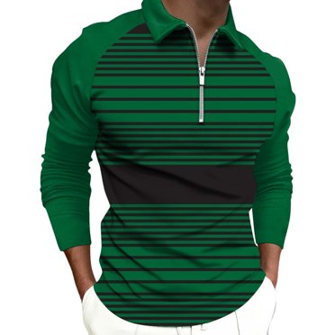 Shirts for Men Casual Long Sleeve Men Collar Shirt Printed Casual Long Sleeve Zipper Turndown Collar Blouse Shirts