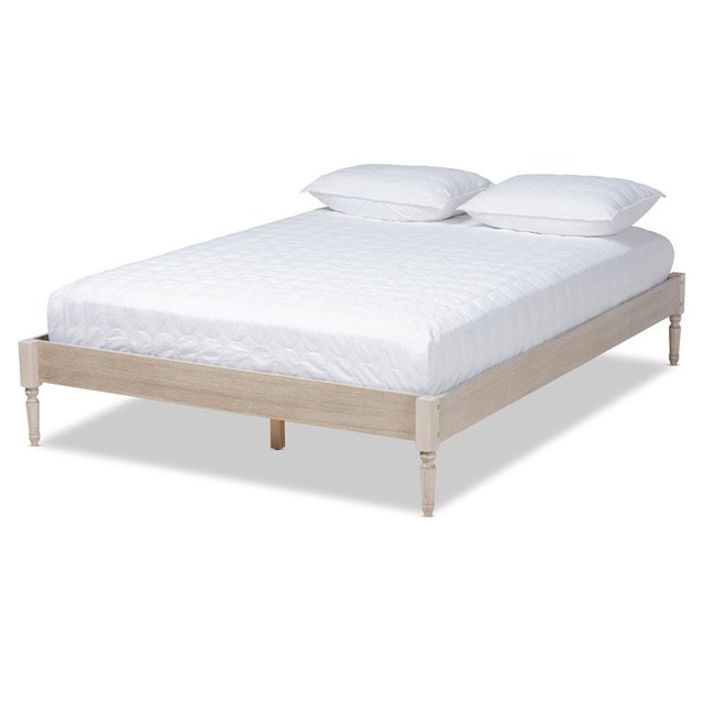 Baxton Studio Colette Mid-Century Wood Platform King Bed in White Oak