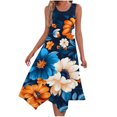 thumbnail image 2 of Ovzne Robes d'Été pour Femmes Robe pour Femme Robes pour Femmes Sans Manches Col Rond à Cordon Décontractée à Volants Ligne A Robe Courte Robe d'Été Liquidation, 2 of 7