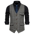 thumbnail image 1 of LSLJS Débardeur pour Homme Homme Uni Mode à Carreaux avec Poches Gilet à Simple Boutonnage Hauts Blouse, 1 of 9