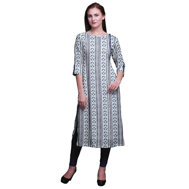 Bimba Tunique Droite à Manches 3/4, Hauts Imprimés, Kurta, Tenue d'Été pour Femmes