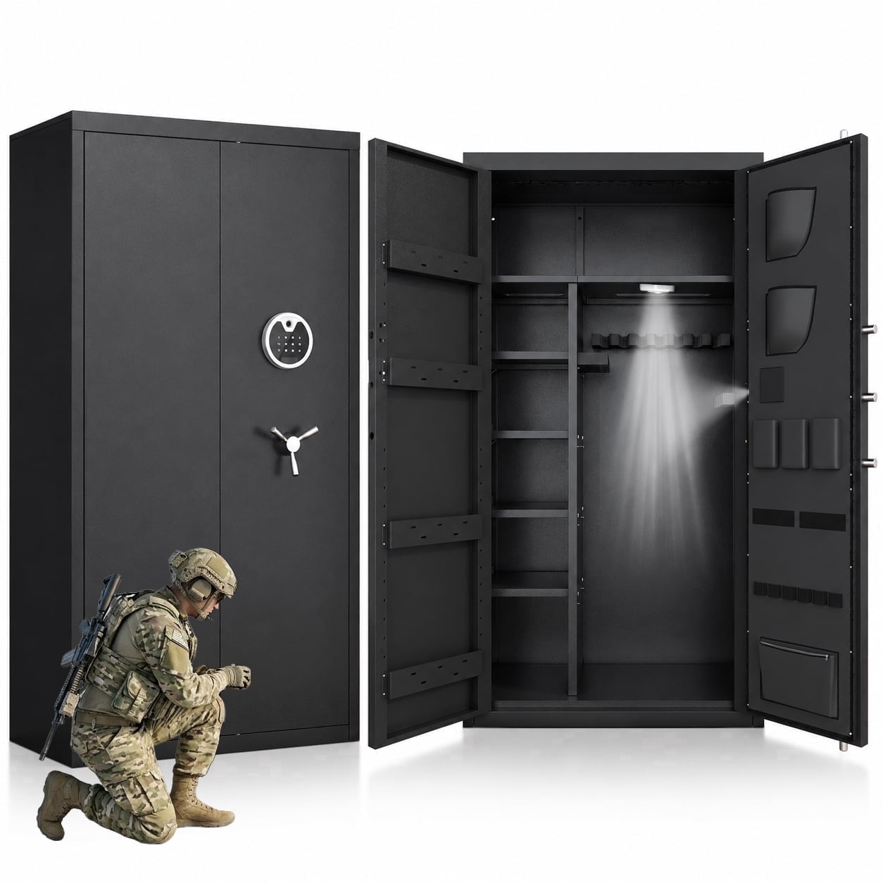 Pacriond 30-40 Shotgun Safe with Biometric Lock and Dual Alarm System ...