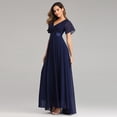 thumbnail image 4 of Evening Dresses Elegant V-Neck Ruffles Chiffon Formal Evening Gown Robe Vestidos De Fiesta Dress for Wedding Party, 4 of 7