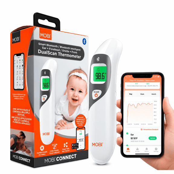 MOBI Smart DualScan Ear & Forehead Bluetooth Digital Thermometer for Baby, Kids & Adults