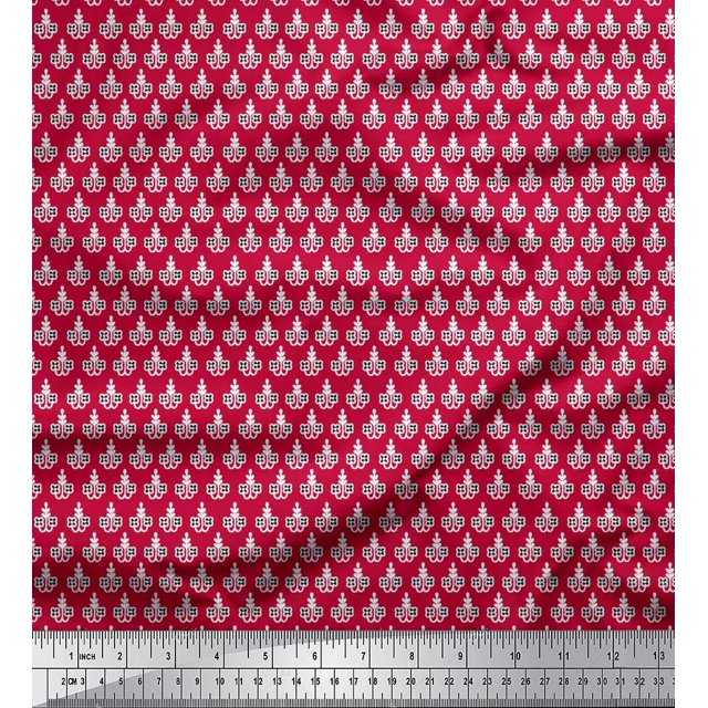 Soimoi Cotton Voile Fabric Floral Block Print Sewing Fabric Yard 56 Inch Wide