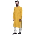 thumbnail image 4 of Atasi Kurta à Manches Longues pour Hommes en Coton Satin Uni Col Mandarin Chemise Décontractée, 4 of 7