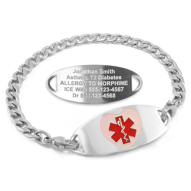 MedicEngraved Stainless Steel Custom Medical Alert Bracelet - 5mm Curb Link