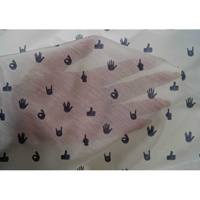oneOone Cotton Silk Fabric Finger Sign Symbol Decor Fabric Printed BTY 42 Inch Wide