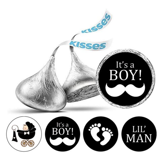 Darling Souvenir It's A Boy Stickers Candy Chocolate Labels 190 Pcs Party Fabor-Beige (Burlap)