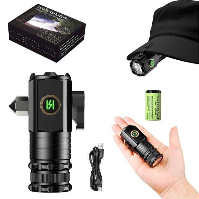 Mini flashlight super power flash, LED mini cap light, super bright small handheld pen light, mini rechargeable flashlight, suitable for maintenance/night outdoor/gathering/camping/emergency situation