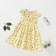 thumbnail image 3 of GDREDA Robe Bohème Petite Enfant Filles Robe Florale Manche Douce Robe Fruit pour Enfants Robe d'Été Décontractée Robe de Maison Jaune, 7-8 Ans, 3 of 7