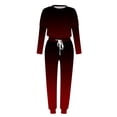 thumbnail image 4 of Mrat Casual Two Piece Outfits for Women 2 Piece Jogging Sets Gradient Color Polyester Long Sleeve Sweatsuits Sets Two Piece Track Suits Drawstring High Waist Pants Set Comfy Outfits T-Wine XL, 4 of 5