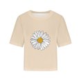 thumbnail image 3 of Women Drop Shoulder Round Neck Oversized Crop Tops Workout Tops Tees, 3 of 5
