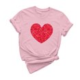 thumbnail image 2 of Meichang T-Shirts de la Saint-Valentin pour Femmes Hauts Mignons Imprimé Cœur Hauts Mignons Col Rond Manches Courtes Décontracté T-Shirts de Vacances Saint-Valentin, 2 of 6