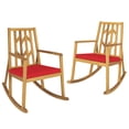thumbnail image 1 of Costway 2 PCS Patio Rocking Chair Acacia Wood Armrest Cushioned Sofa Garden Deck Red, 1 of 10