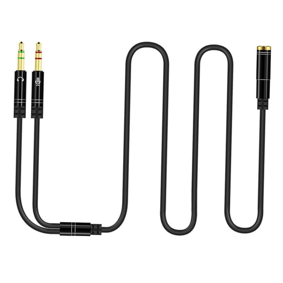 funtasica Répartiteur de Tête Écouteurs Port vers Haut-Parleur de Jeu Adaptateur PC 3,5 mm Femelle vers 2 Noir