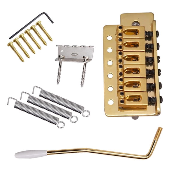Zinc Guitar Bridge Saddle Replacement Set for Electric Guitar - Gold, as