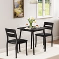 thumbnail image 3 of 3 Piece Dining Table Set for 2 – Space-Saving Kitchen Table with Metal Frame, Wood Grain Top, Upholstered Chairs – Perfect for Small Dining Room, Apartment, Studio, 3 of 9