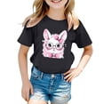 thumbnail image 1 of Hauts Filles Été Manches Courtes Mignon Imprimé Lapin de Pâques Col Rond T-Shirt Décontracté Garçons T-Shirts Noir 4-5 Ans, 1 of 3