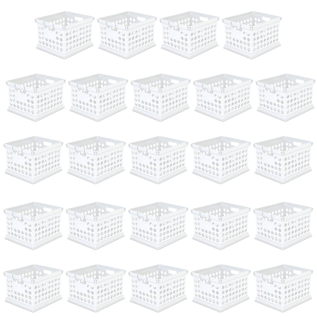 Sterilite Bac de Rangement Empilable en Plastique, Blanc, Lot de 24