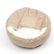 Small Dog Bed Calming Dog Beds & Cat Cave Bed with Hooded Cover Plush Fluffy Cat Beds for Indoor Round Beds for Small Medium Large Pets