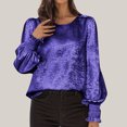 thumbnail image 2 of Hauts à Manches Longues pour Femmes, Blouse Décontractée Mode à Col Rond, Chemise Unie à Volants, T-Shirt Basique pour l'Automne, Tenue de Tous les Jours, Tenues de Bureau et de Fête, 2 of 7