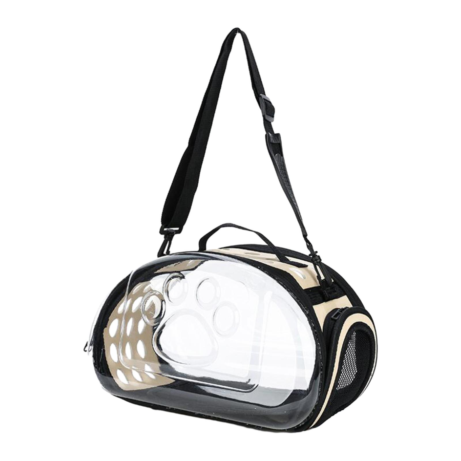 Bunblic Collapsible Soft Sided Pet Carriers Pets Bubble Bag Purse Tote Ventilated Handbag Transparent Cat Carrier for Kitten Puppy , Gold S