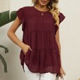 thumbnail image 4 of Timegard Hauts pour Femmes Manches Courtes en Chiffon Blouse Ample Légère Col Rond Été Plage Vacances Hauts, 4 of 5