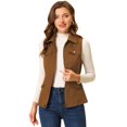 thumbnail image 1 of INSPIRE CHIC Veste Zippée pour Femme Sans Manches Anorak Gilet Utilitaire Veste avec Poches TG Brun, 1 of 1