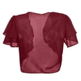 thumbnail image 5 of Kcodviy Women Solid Short Sleeve Cardigan Plus Cropped Bolero Open Front Long Length Sweaters for Women Chiffon Cardigan, 5 of 5