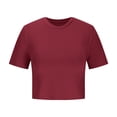 thumbnail image 4 of Yuyuzo Hauts de Sortie pour Femmes T-Shirts à Manches Courtes Col Ras du Cou Crop Top Décontracté Ajusté T-Shirts Basiques, 4 of 6