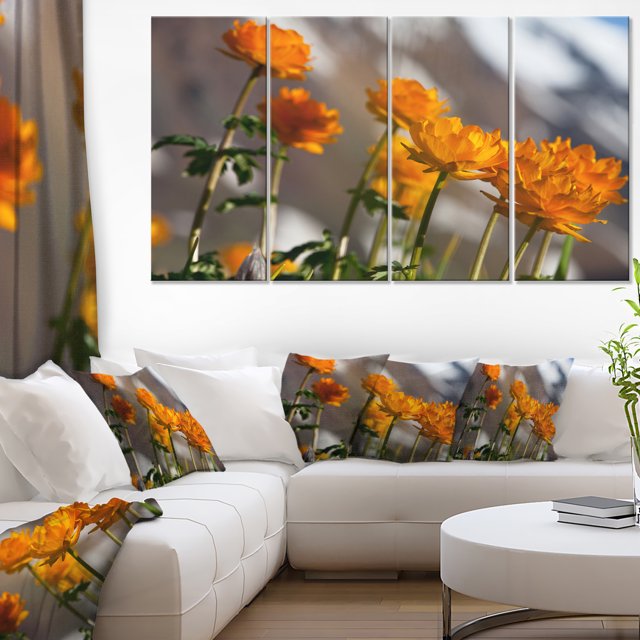 Attractive Small Yellow Flowers - Large Flower Canvas Wall Art