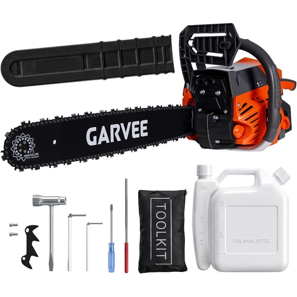 52cc Gas PoweRed Chainsaw,2-Stroke Engine with Quick Start & Ergonomic Non-Slip Handle for Efficient Wood Cutting,Orange