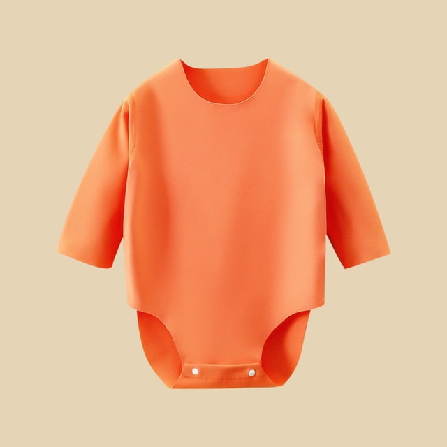 HOZADOIE Unisex Baby Bodysuit Duvet Cotton Fashion Simple Button Opening Design Solid Color Long Sleeve Romper Fall 0-12Months