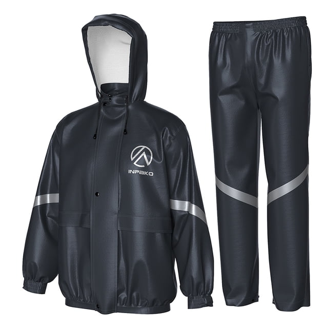 EMMO All-Weather Breathable Rain Suit for Riders, E-Bikes, Motorcycles & Outdoor Use (ventilated back panel, reflective visibility, adjustable hood and cuffs, practical multi-pocket commuting design)