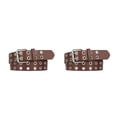thumbnail image 2 of Decodeary No Loose Thread Double Buckle Belt For Womens Jeans Neat Look Waistband Party Punk Pin Dress Coffee 110cm 2Set, 2 of 6