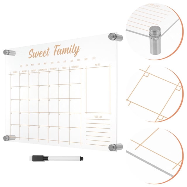 LEEYNEERTransparent Acrylic Dry Erase Board for Desk Weekly Planner Fridge Calendar 1
