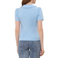 thumbnail image 3 of INSPIRE CHIC Chemise à Col Boutonné pour Femme Peter Pan m Bleu Clair, 3 of 6