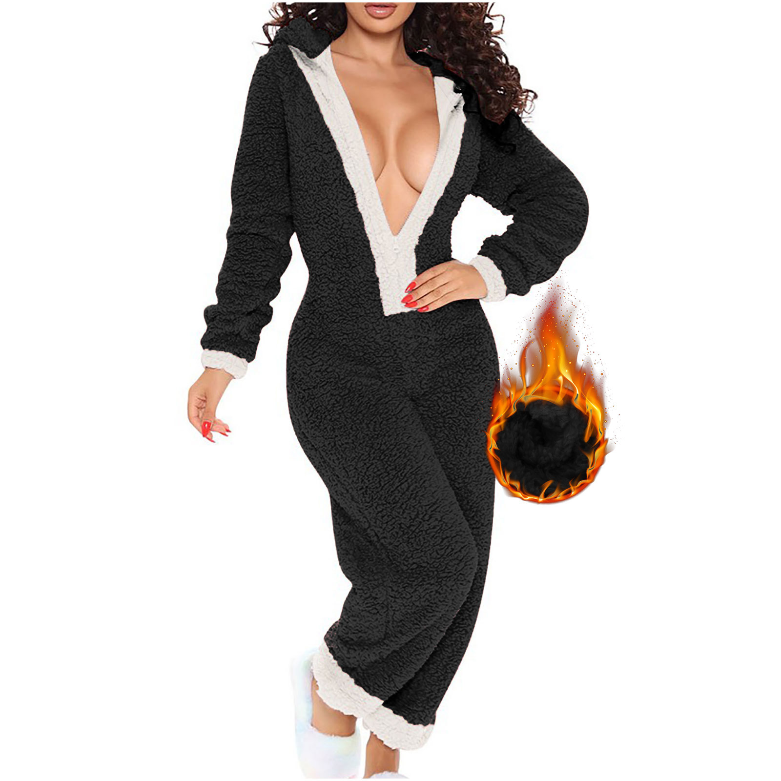Combinaison Short pour Femme d'Hiver Adulte Grenouillère Costume Fermeture Éclair devant à Capuche Tenue de Détente Combinaison Pyjama Confortable Combinaisons Décontractées pour Femmes en Liquidation